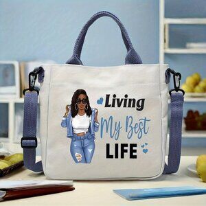 Living My Best Life Crossbody Messenger Bag | White Motivational